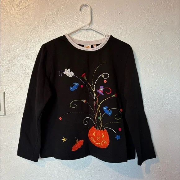 Embroidered Halloween Black Women's Vintage Sweater - Picture 1 of 7